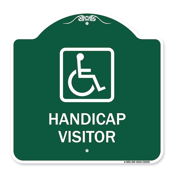 Signmission Handicap Visitor With Graphic, Green & White Aluminum Architectural Sign, 18" x 18", GW-1818-23920 A-DES-GW-1818-23920 - main